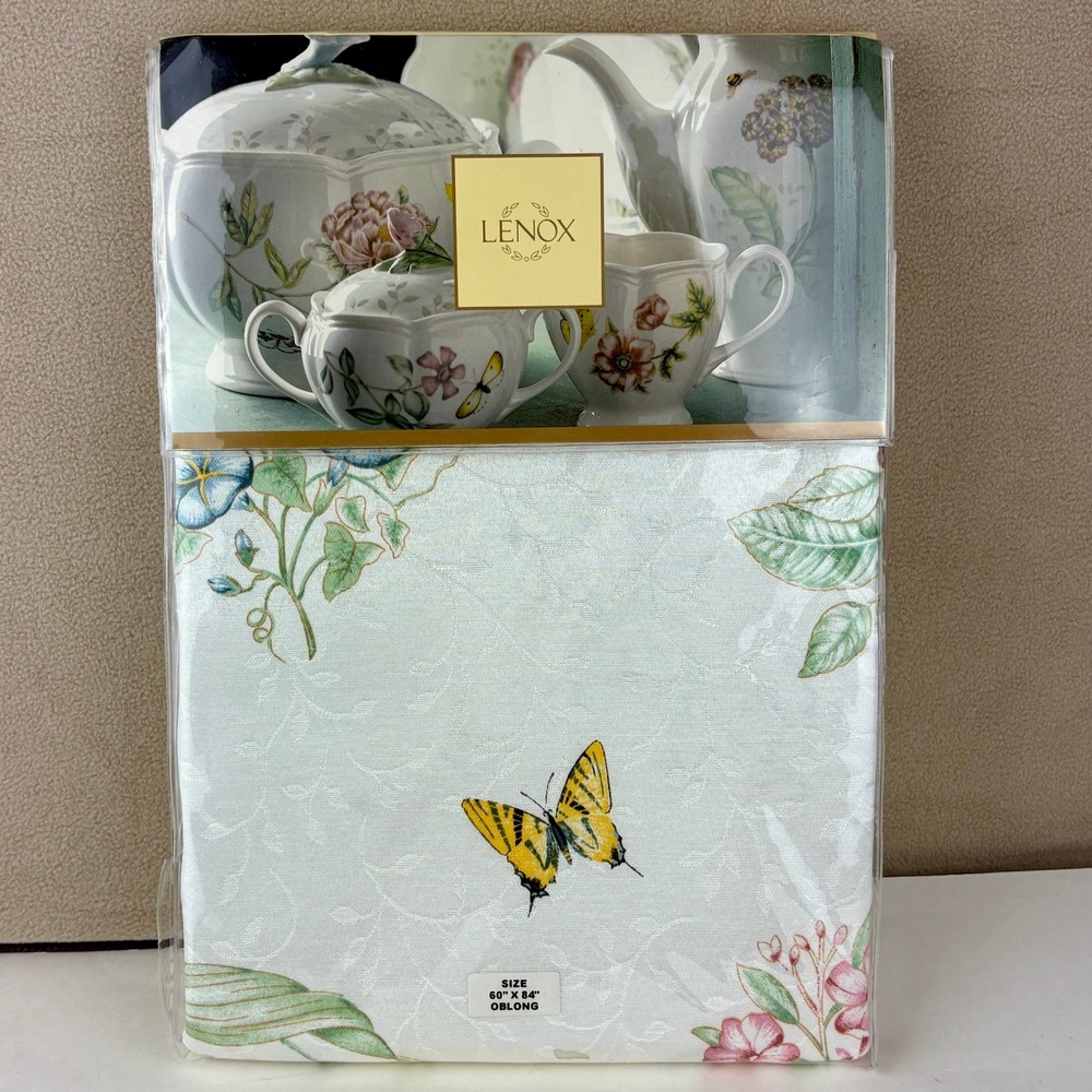 NEW Lenox Butterfly Meadow Garden Floral Easter‎ Oblong Tablecloth 60x84 Spring